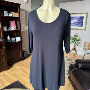 Beatrix OST black elbow sleeves scoop neckline knit blouse-size M
